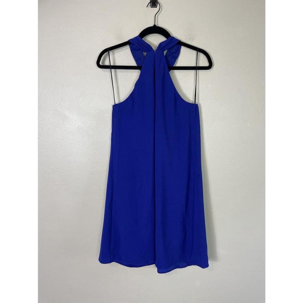 Trina Turk Women’s Dress Medium Verge Shift Bow tie Halter Dress Blue Lined - Picture 9 of 14